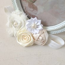 Vintage Flower Cluster Pear Hairband - Ivory & Cream
